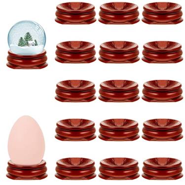 Imagem de 15 peças de suporte de cristal para pedras de esfera de madeira suportes de exibição de cristal suporte de esfera de cristal suporte de bola decorativo suportes de ovo para bola base de ovo exibição pedestais decoração de globo (médio)