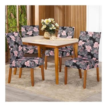 Imagem de Kit Capa de Cadeira Estampada 4 Lugares Malha Gel - Lenharo Enxovais, 