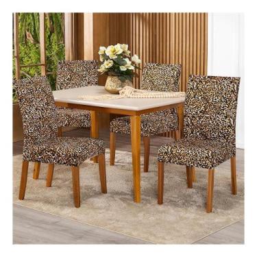 Imagem de Kit Capa de Cadeira Estampada 4 Lugares Malha Gel - Lenharo Enxovais, 