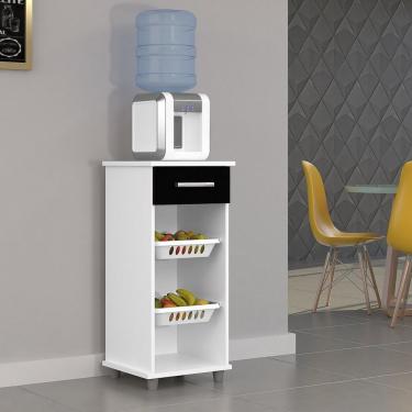 Imagem de Fruteira Com 2 Cestos Removíveis E 1 Gaveta Rock Magno Móveis Branco/Preto