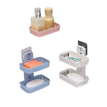 Imagem de Saboneteira Dupla Para Parede/Banheiro Dupla Camada Adesiva Sem Furo (Cor Aleatorio,1)