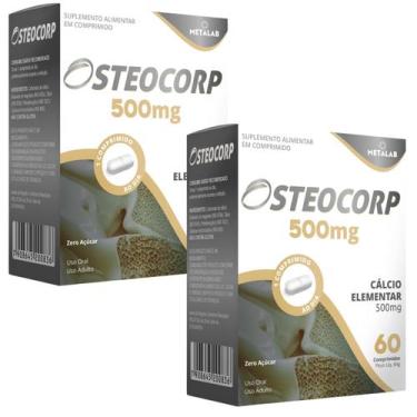 Imagem de Kit 2 osteocorp 60cp carbonato de calcio 500mg calcio elementar - Meta