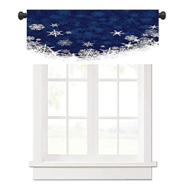 Imagem de Saia de cortina de floco de neve, ilustração de Natal com tema de inverno, celebração inspirada no clima frio, para banheiros com bolsos para mastro, L 106 x C 30 cm branco índigo