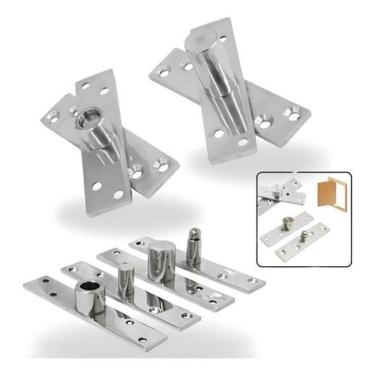 Imagem de Dobradiça Porta Com Rolamento Aço Inox 200Kg Pivô Invisível
