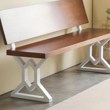 Imagem de BOTAOYIYI Pernas de banco brancas de 40,6 cm, pernas de base de cadeira de metal triangular com suporte de encosto, conjunto de 2 projetos faça você mesmo, adequado para bancada de bloco de