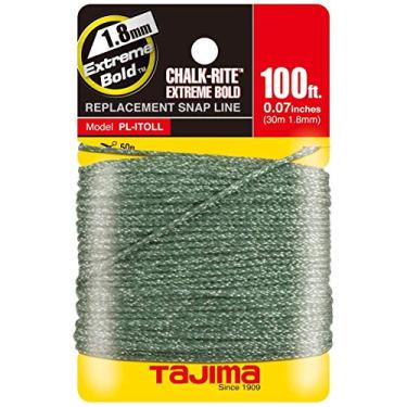 Imagem de Tajima Snap-Line de substituição – Corda trançada Dura de 1,8 mm x 30,5 m Chalk-Rite para marcações extremamente arraigadas e visíveis – PL-ITOLL, branco