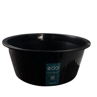 Imagem de BACIA REDONDA CANELADA PRETO 13,5l 40x16,5CM BACIA MULTIUSO - PLASVALE