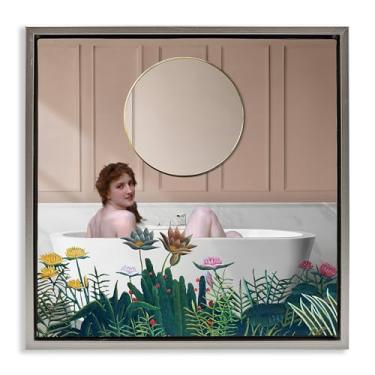Imagem de Stupell Industries Design de arte de parede vintage Lady in Bath Gray Floater Canvas da Seven Trees Design, 45,7 x 45,7 cm