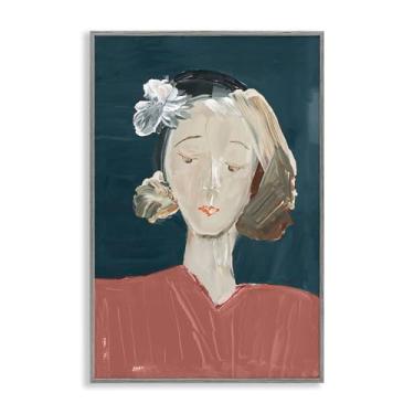Imagem de Stupell Industries Retrato feminino vintage cinza emoldurado giclée design de arte por casa cartissi, 76 x 50