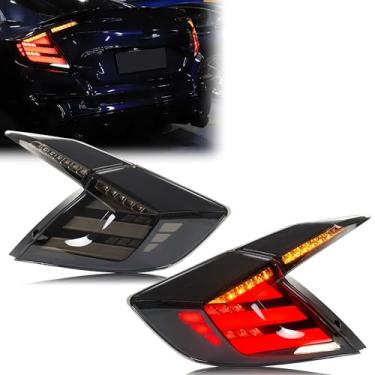 Imagem de Novo acessório compatível com Honda Civic 2016-2021 Sedan 10ª geração de luzes traseiras LED completas com conjunto de lâmpadas traseiras de animação dinâmica sequencial de seta (não serve para