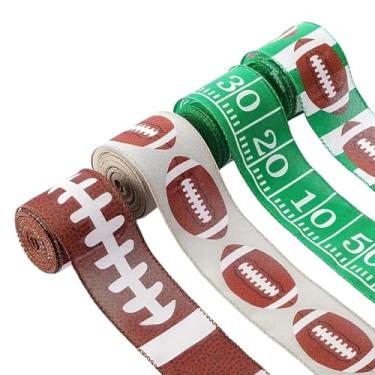 Imagem de oshhni Conjunto de 4 fitas esportivas de gorgorão multifuncionais para bola de rúgbi e futebol, para embrulho de presentes, decoração de festa, artesanato