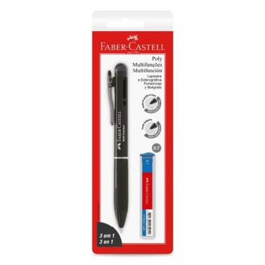 Imagem de Lapiseira 0.7 Faber Castell Poly Multifunções 3 em 1 Preta 1 Unidade