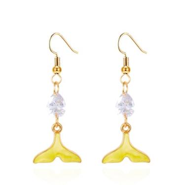 Imagem de Brincos de cauda de sereia para mulheres, lindas pérolas, zircônias, cúbicos, rabo de peixe, colorido, verão, praia, sereia, joias, joias de férias, joias delicadas de Natal, aniversário, dia dos