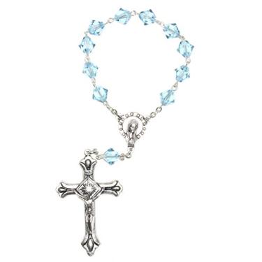 Imagem de Rosário de bolso de uma década feito com cristais/vidro Swarovski - comunhão, confirmação, Natal e mais... Azul