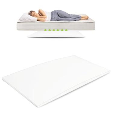 Imagem de weosz Suporte de colchão para fixação de cama flácida 119 x 63 x 5 cm, almofada de inserção de espuma de alta densidade sob o colchão, reparo de cama king size, conjunto de 1 cama queen (branco 129 x