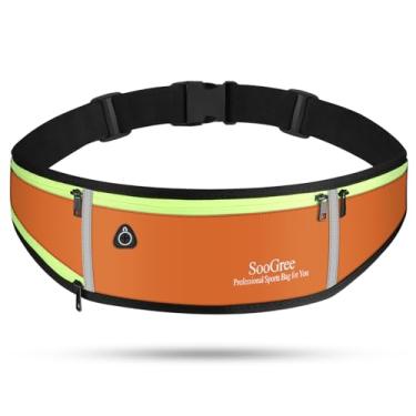Imagem de SooGree Cintos de corrida masculinos e femininos, mochila de cintura ajustável, pochete de corrida à prova d'água, bolsa de cintura com faixa refletiva, cinto de corrida para corrida, caminhada,