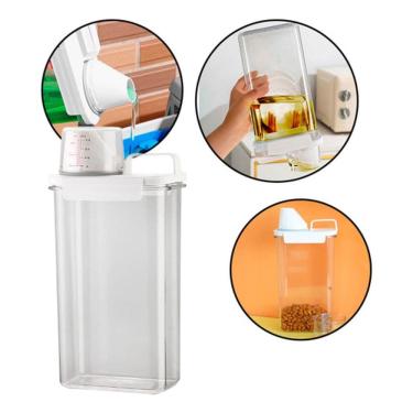 Imagem de Pote Hermético Grande 2300ML Com Medidor Para Alimentos Grãos Arroz Feijão Açúcar