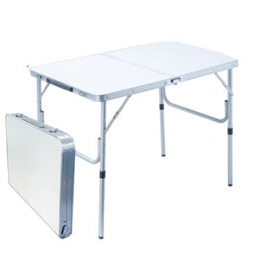 Imagem de Mesa Dobrável de Alumínio Portátil Vira Maleta Camping Praia com Tampo de MDF 120x60x70CM(120x60x70CM)