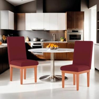 Imagem de Kit 2 Cadeiras de Jantar Estofadas com Base em Madeira Reforçada – Conforto e Estilo para Sala de Jantar ou Cozinha (Bordô)