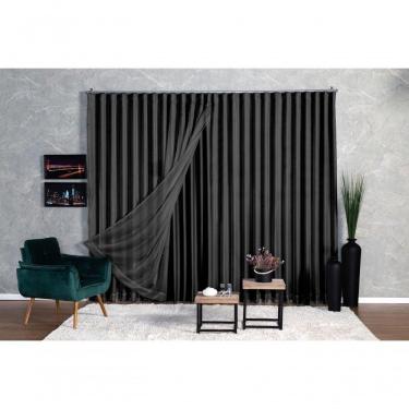 Imagem de Cortina Microfibra Com Voil 3,00x2,50 Para Trilho Suíço preto