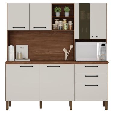 Imagem de Armário de Cozinha com Tampo Paris Nogueira Off White