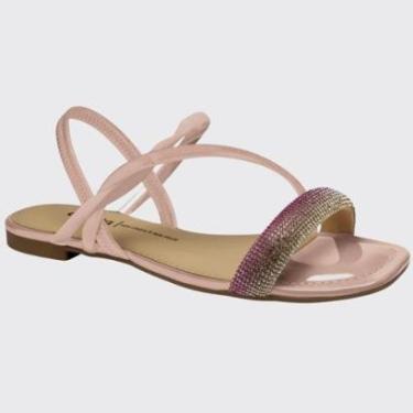 Imagem de Sandália Rasteira Feminina Slid Cabedal Pedraria Dakota Y7711-Feminino