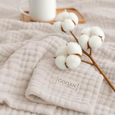 Imagem de Goqan Cobertor de musselina King Size 90 x 108 – 100% algodão 4 camadas Boho musselina cobertor para adultos, leve, macio, respirável para cama, sofá - bege