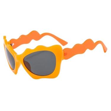 Imagem de Óculos de sol estilo gatinho premium, armação grande, proteção solar UV400, feminino, masculino, verão, viagem (laranja, cinza)