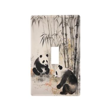 Imagem de Blueangle Capa de placa de parede para interruptor de luz - Tampa decorativa para interruptor de luz de bambu panda chinês, placa de parede, tamanho 1 gangue 4,53 x 2,76 polegadas (233)