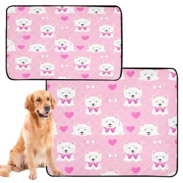 Imagem de CEBUGI Almofadas de xixi laváveis para cães, pacote com 3, almofadas impermeáveis para filhotes de cachorro, antiderrapante, à prova de vazamento, para cama de cercadinho, cães brancos