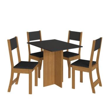 Imagem de Mesa Talita Com 4 Cadeiras Freijo/chumbo Com Assento Preto - Indekes