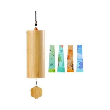 Imagem de Sinos De Vento De Bambu Com 8 Varas Para Jardim Externo, Pátio, Medita