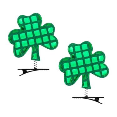 Imagem de ONENINEDREAM 2 peças de grampos de cabelo de trevo de glitter Dia de São Patrício, acessórios de cabelo para meninas, clipe de trevo para mulheres, roupas verdes, lembrancinhas de festa de São