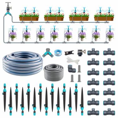 Imagem de RAIN SEER Sistema de Irrigação por Gotejamento 98 Pés, Kit de Irrigação Automática de Conexão Rápida com Tubos e Acessórios de Distribuição Em Branco de 1/4 '' 1/2 '', Equipamento de Irrigação de Jard