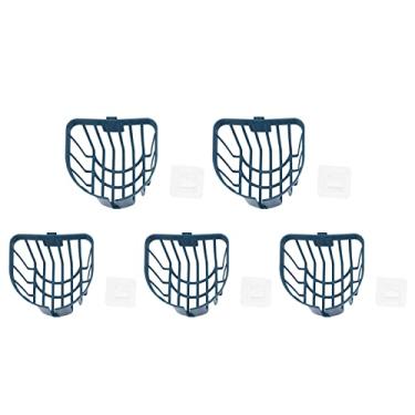 Imagem de Suporte de rolo de tecido oco montado na parede sem perfuradores para prateleira de papel higiênico adesivo pendurado rolo de tecido para banheiro cozinha plástico transparente (Azul)