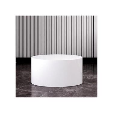 Imagem de Suporte de pedestal cilíndrico de madeira branca - Plataforma de exibição de 40 x 40 cm para manequins, mesas e decoração de eventos - Perfeito para casamentos, festas, chás de bebê e adereços