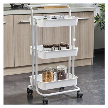 Imagem de Carrinho de cozinha de frutas e vegetais, suporte de armazenamento de lanches, prateleira multifuncional para bebidas, doces, brinquedos pequenos, prateleira de supermercados (cor: branco)