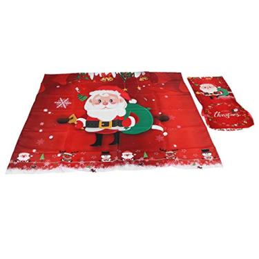 Imagem de aqxreight Conjunto de Capas para Cadeiras de Toalha de Mesa de Natal para Casa, Cozinha, Sala de Jantar, Decoração Festiva, Vermelho 140x140cm Natal Sua Fibra 1 Peça Adota Fibra Projetada Não e Nova