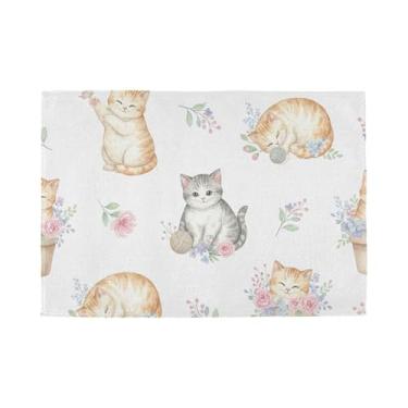 Imagem de Burbuja Jogo americano para gatos, conjunto de 6, tapetes de mesa laváveis antiderrapantes, resistentes ao calor, para cozinha, mesa de jantar, ambientes internos e externos