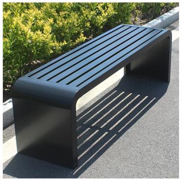 Imagem de Banco de jardim de metal, banco de parque de terraço ao ar livre 100/120/150/180 cm Banco de jardim de metal para varanda banco externo, porta da frente, varanda, exterior, gramado, preto, 120 x 40 x