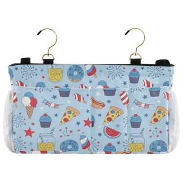 Imagem de Burbuja Usa Items Organizador de armazenamento suspenso de cabeceira com 2 alças e ganchos para casa dormitório universitário beliche cama de hospital berço