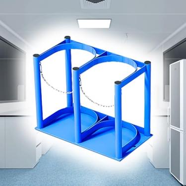 Imagem de Suporte de tanque de oxigênio pequeno - Rack de armazenamento de montagem no chão com corrente para garrafa de gás - Transportador durável para laboratório, clínica, hospital - Serve para tanques de