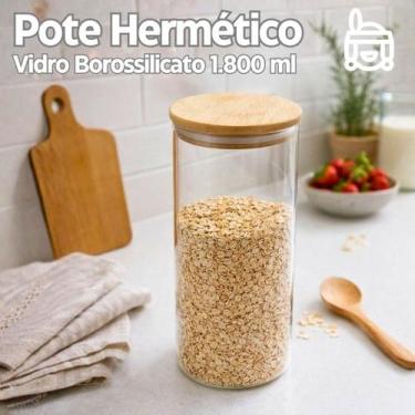 Imagem de Pote de Vidro Borossilicato com Tampa de Bambu e Fechamento Hermético 