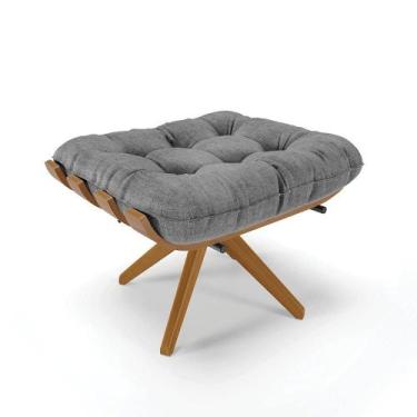 Imagem de Puff Giratório Costela Linho Grafite A26 Base Madeira Ma25 - D'rossi -