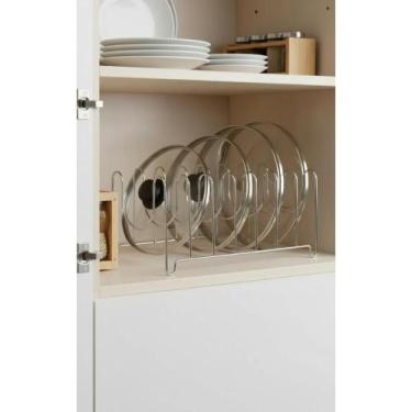 Imagem de Organizador Tampas Panela Pote Inox 6 Divisórias Cozinha - Congratulat