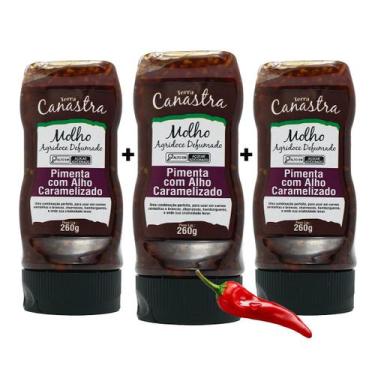 Imagem de Kit Com 3 Geleia Molho De Pimenta Agridoce Alho Caramelizado 260g Uai