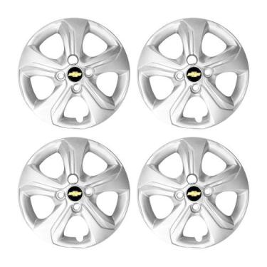 Imagem de Jogo Calota Aro 14 Onix/prisma 2020 Prata Emblema Resinado - GFM, Pret