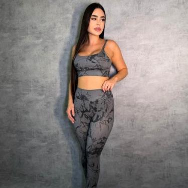 Imagem de Conjunto Fitness Calça Empina Bumbum Zero Transparência Conforto Total