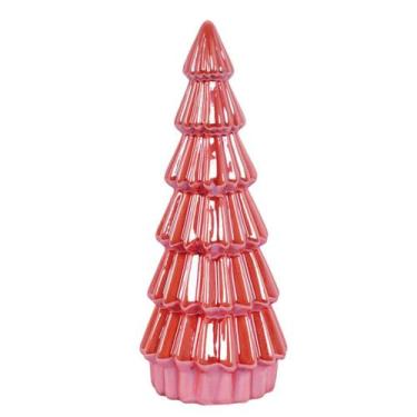 Imagem de Mini Arvore De Natal Enfeite Vila Natalina Cerâmica Vermelho - Grillo