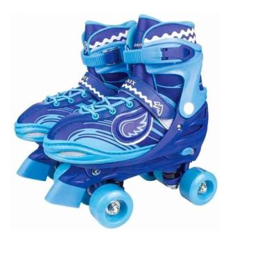 Imagem de Patins Roller 4 Rodas Com Luz 34 A 37 Ajustável Azul